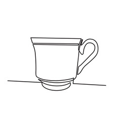 Continuous drawing of the coffee cup line. Vector illustration. White background