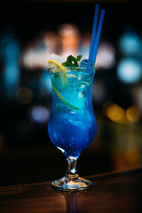 Blue Curacao cocktail with lemon