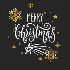 Handwritten Christmas greetings, modern calligraphy lettering