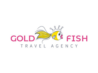 logo of dolphin line art outline, template for travel agency.