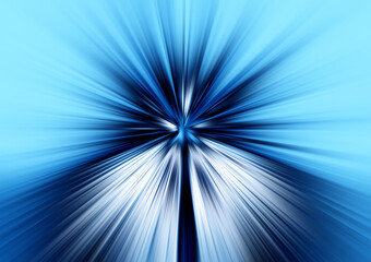 Fototapeta premium Abstract radial zoom blur surface of dark blue, light blue and white tones. Bright blue background with radial, radiating, converging lines.