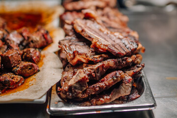 grilled pork ribs on grill