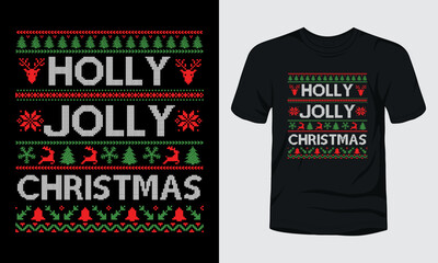 "Holly Jolly Christmas" ugly Christmas sweater design.