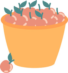 Basket with apples semi flat color raster object. Fruits picking. Full sized item on white. Harvest from apple orchard simple cartoon style illustration for web graphic design and animation