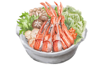 水彩の鍋物_蟹鍋01_1