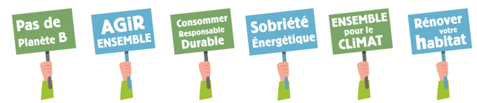 Pancarte agir ensemble, manifestation sur le climat, pas de plan&egrave;te B