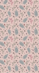 Vector seamless floral pattern with fern leaves