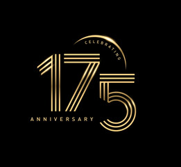 175 years anniversary celebration logotype. elegant modern number gold color