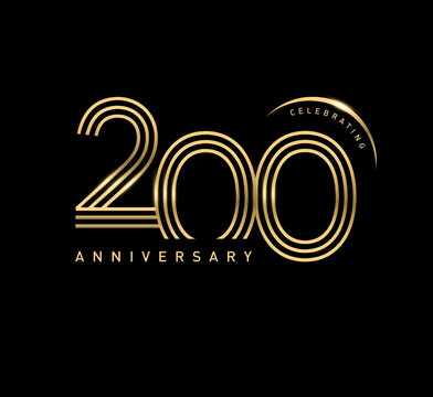 200 years anniversary celebration logotype. elegant modern number gold color
