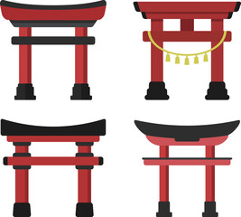 Collection of Torii decoration, Japanese culture element.
