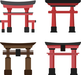 Collection of Torii decoration, Japanese culture element.