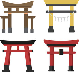 Collection of Torii decoration, Japanese culture element.