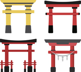 Collection of Torii decoration, Japanese culture element.