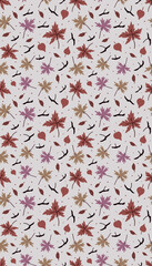 Vector seamless floral autumn pattern with maple leaves
