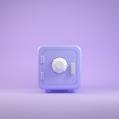 Minimal Style Safe Vault Secure Secret Treasure Financial Concept On Purple Pastel Backgrounds 3d Rendering