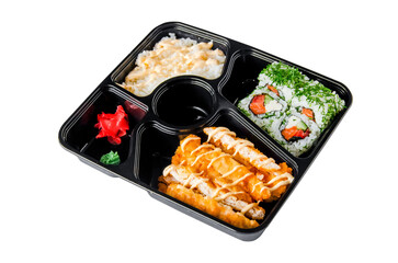 sushi with chopsticks