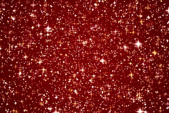 Luxury, magic and happy holidays background, golden sparkling glitter, gold stars and magical glow on festive red backdrop texture for Christmas, New Year and Valentines Day holiday designs