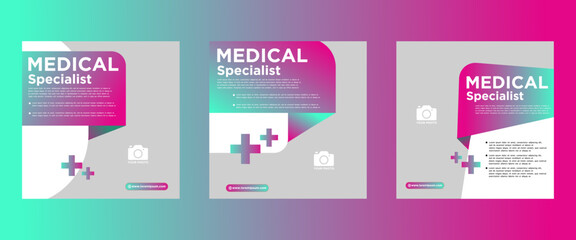Medical and healthcare square banner template design. White background with shapes. Perfect for social media posts, and web ads.
