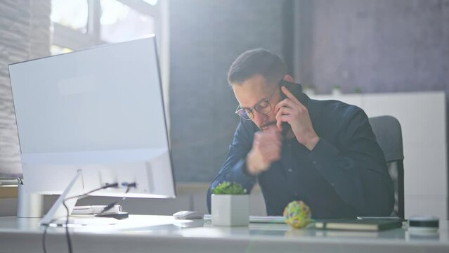 Male Man Talking On Mobile Phone