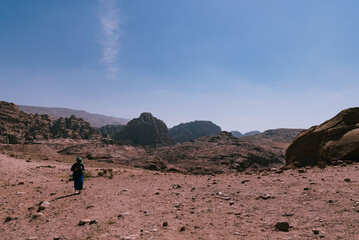 hiking woman in petra, jordan