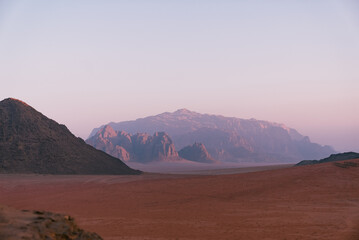dawning light in desert wadi rum