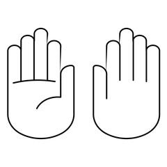 Vector image of a human palm. Black outline, white background.