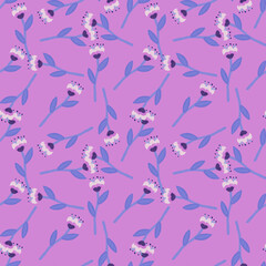 Folk flower seamless pattern in naive art style. Decorative floral wallpaper.