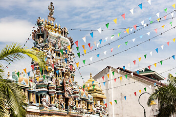 Indian temple in the Little India district of George Town, Penang, Malaysia