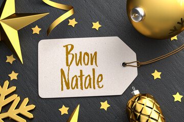 Christmas - Gift Tag with the Italian Merry Christmas message 