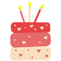 Holiday cake with candles on a white background