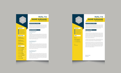 Modern Curriculum Vitae Template and Cover Letter Vector Design Resume Layout