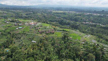 Bali, Indonesia - November 12, 2022: The Scenery of Munduk area at North Bali