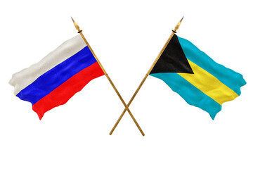 Background for designers. National Day. 3D model National flags  of Russia and Bahamas