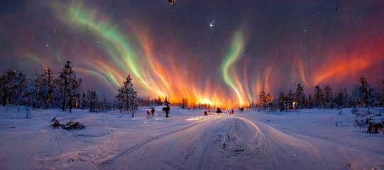aurora borealis in lapland  - obrazy, fototapety, plakaty