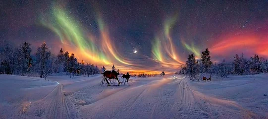Foto auf Alu-Dibond Aurora Borealis in Lappland © Kyri