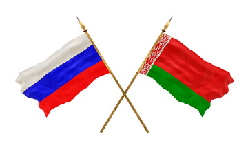 Background for designers. National Day. 3D model National flags  of Russia and Belarus