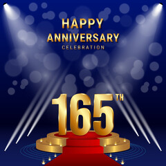 165th Anniversary Celebration. Template design with golden stage for celebration event, wedding, greeting card and invitation card. Vector illustration EPS10