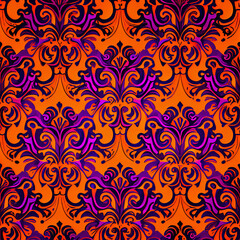 Purple and orange domask pattern