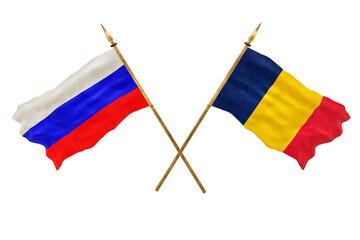 Background for designers. National Day. 3D model National flags  of Russia and Chad