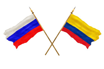 Background for designers. National Day. 3D model National flags  of Russia and Colombia
