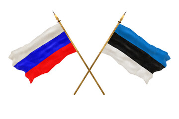 Background for designers. National Day. 3D model National flags  of Russia and Estonia