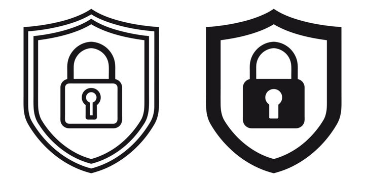 ofvs228 OutlineFilledVectorSign ofvs - security shield vector icon . isolated transparent . virus shield lock . black outline and filled version . AI 10 / EPS 10 . g11568