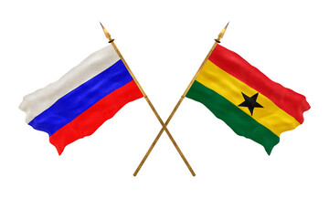 Background for designers. National Day. 3D model National flags  of Russia and Ghana