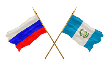 Background for designers. National Day. 3D model National flags  of Russia and Guatemala