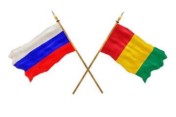 Background for designers. National Day. 3D model National flags  of Russia and Guinea