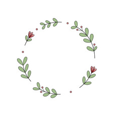 Round frame with flowers. Floral background with place for your text