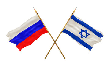Background for designers. National Day. 3D model National flags  of Russia and Israel