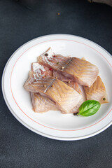 fish fillet fresh seafood raw meal food snack on the table copy space food background top