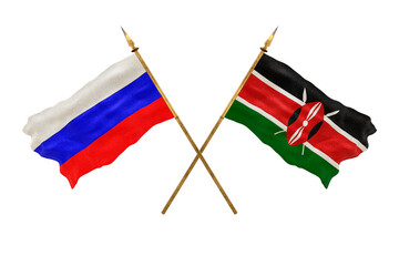 Background for designers. National Day. 3D model National flags  of Russia and Kenya