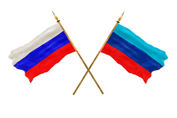 Background for designers. National Day. 3D model National flags  of Russia and Lugansk People's Republic